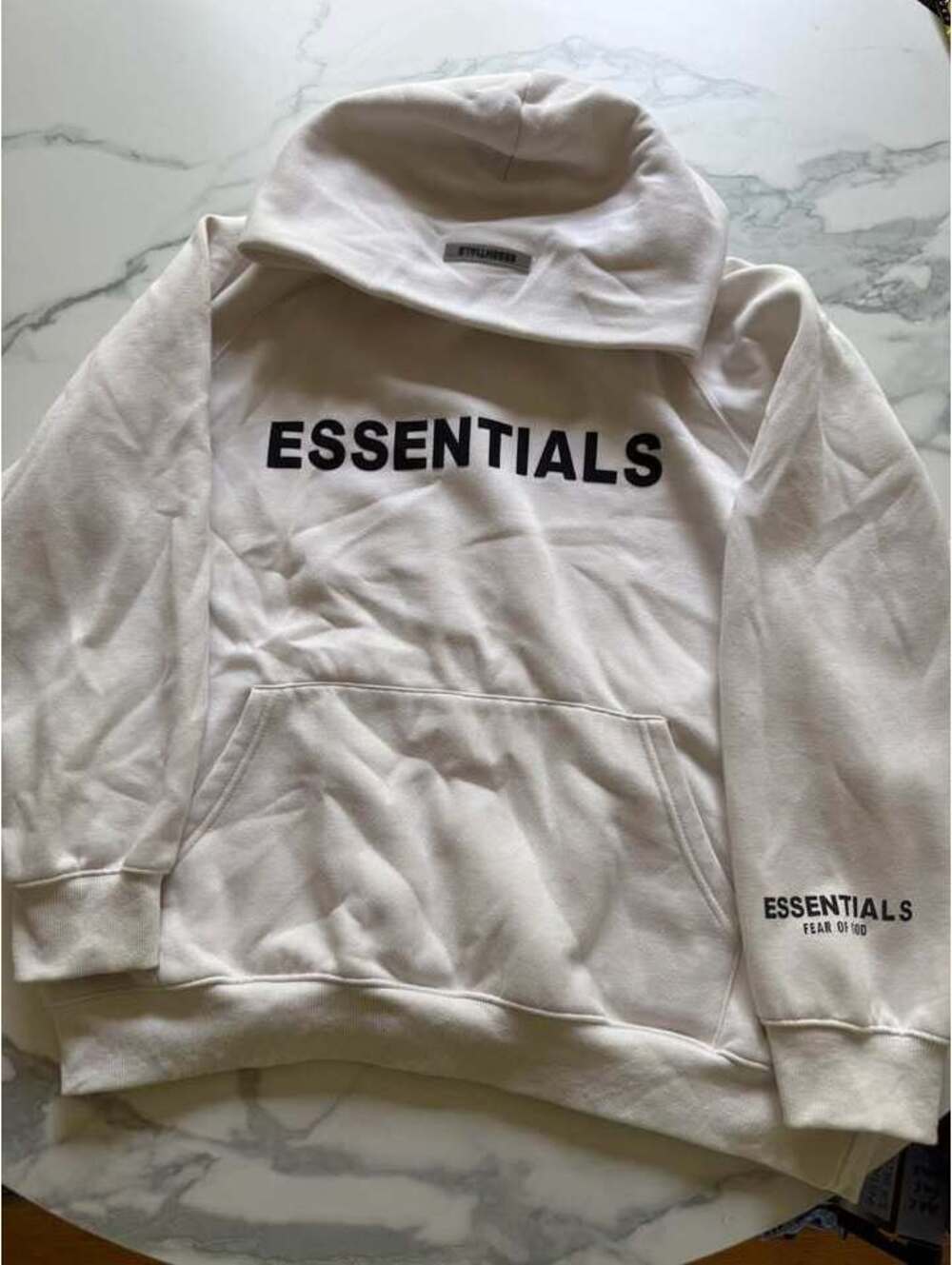 Essentials white hoodie unisex XL